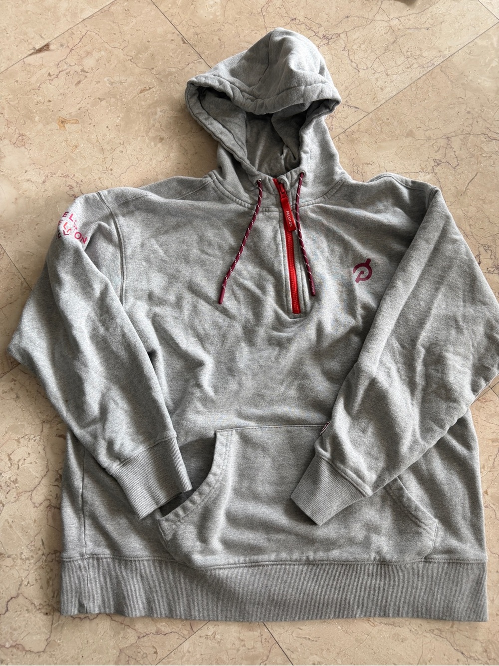 Peloton Grey Hooded 1/4 Zip Pullover Sweatshirt